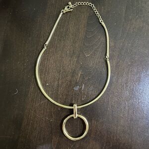 White House Black Market Gold Circle Pendant Necklace